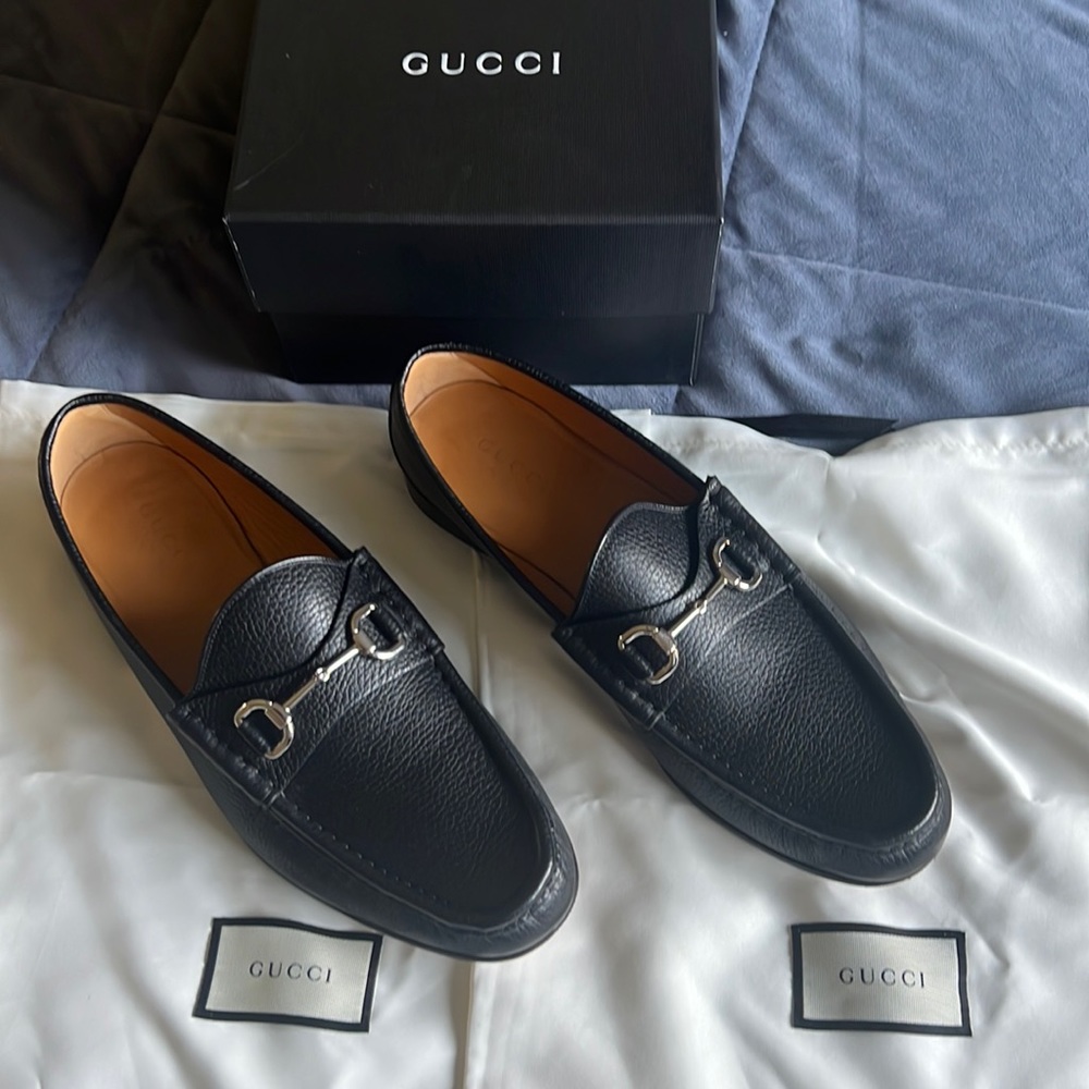 Gucci black dress shoes size 12 only worn once for one hour.